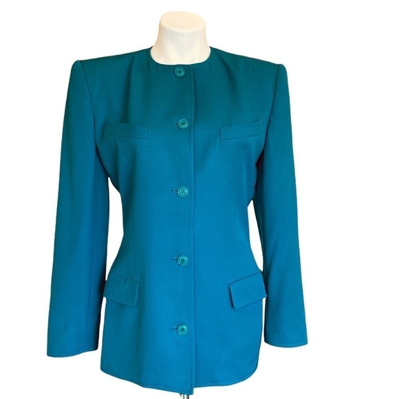 GUCCI Vintage Wool Blazer Turquoise Blue Size 40 - Picture 1 of 14
